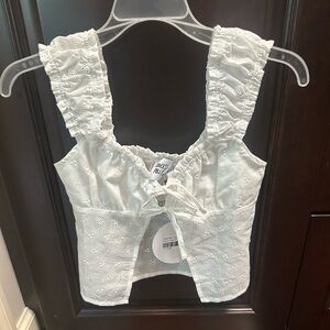 Princess Polly White Ruched Sleeveless Blouse Raymen top